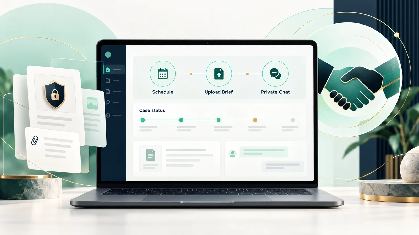 Claimbrite mediation workflow with scheduling, brief upload and private chat