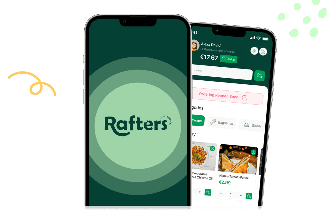 Rafters mobile school-meal ordering, menu and cart experience